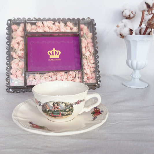 サルグミンヌ sarreguemines ‘’オベルネ‘’ コーヒーカップ&ソーサー A フランスアンティーク食器 フランス蚤の市・ブロカント