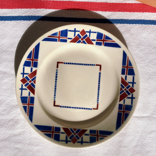 リュネヴィル LUNEVILLE " HOSSEGOR V.F.PARIS"シリーズ 幾何学模様プレート 平皿 A フランスアンティーク食器 蚤の市 ブロカント