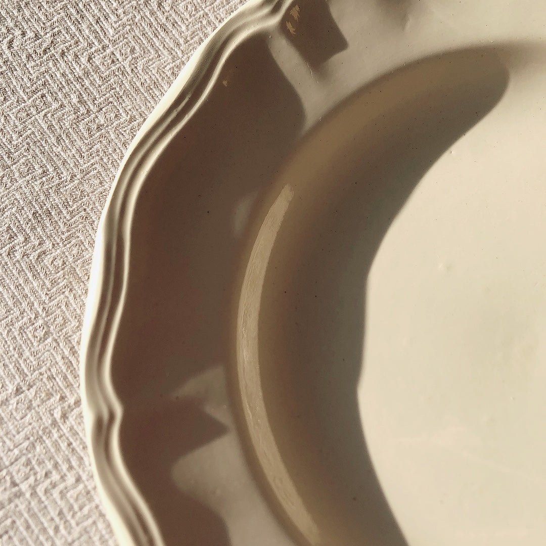 フランス ディゴワン＆サルグミンヌ 花リム ディナープレート 平皿 25㎝ a フランスアンティーク食器 ブロカント・蚤の市