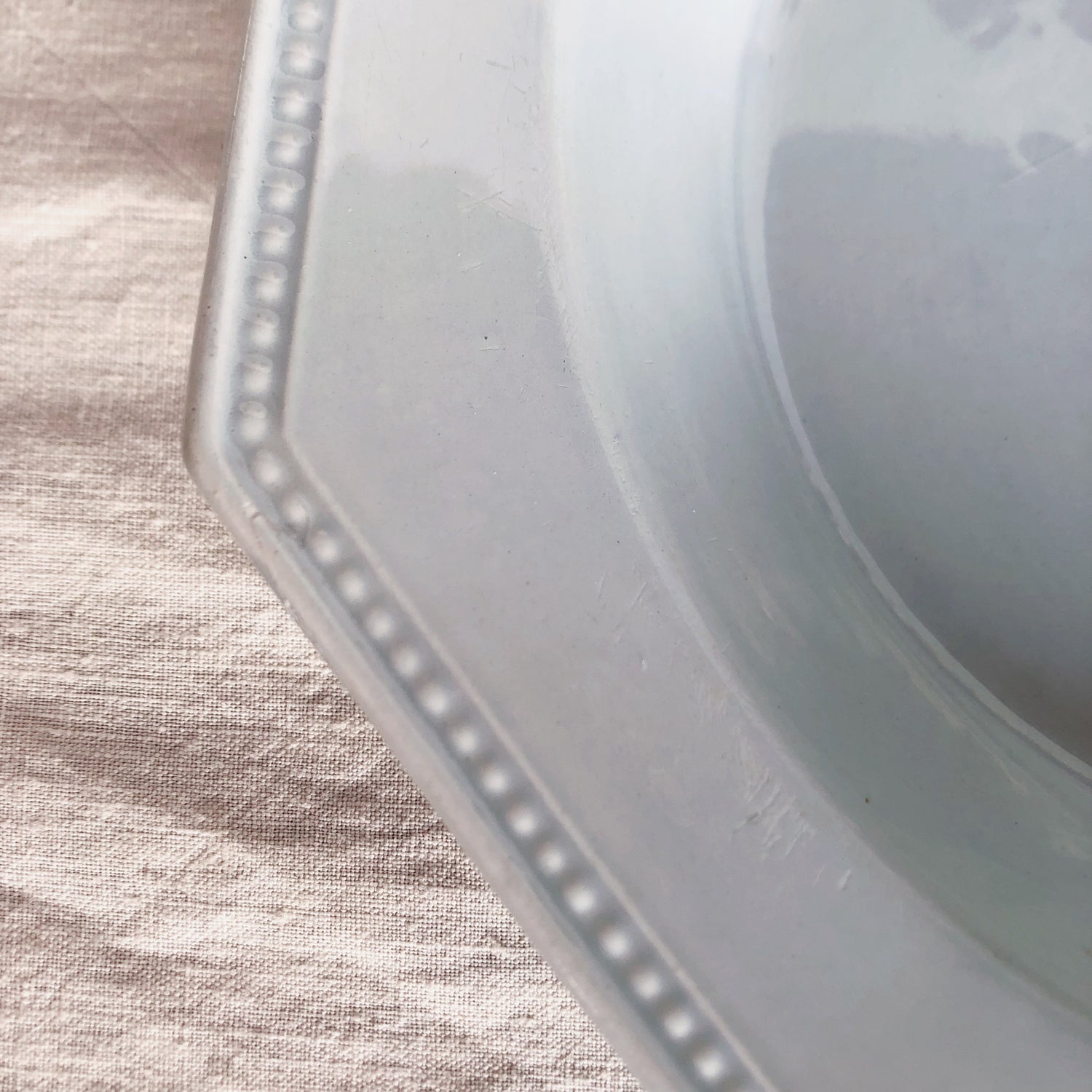 クレイユモントロー オクトゴナル クルーズプレート 深皿 パールブルー フランスアンティークプレート アンティーク食器