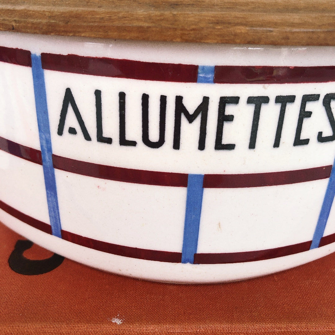 フランスアンティーク バスク柄 陶器アリュメット「レッドxブルーマリン」 フランスアンティーク雑貨 ブロカント 蚤の市