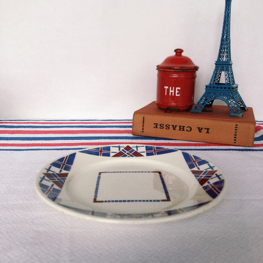 リュネヴィル LUNEVILLE " HOSSEGOR V.F.PARIS"シリーズ 幾何学模様プレート 平皿 Ｂ フランスアンティーク食器　蚤の市　ブロカント