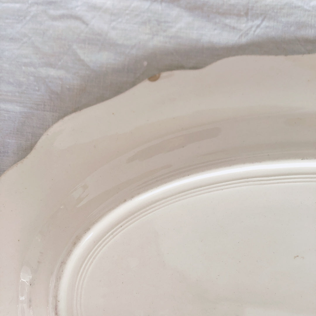 ディゴワン＆サルグミンヌ 花リム オーバル皿 楕円形大皿 フランスアンティーク食器 ブロカント・蚤の市