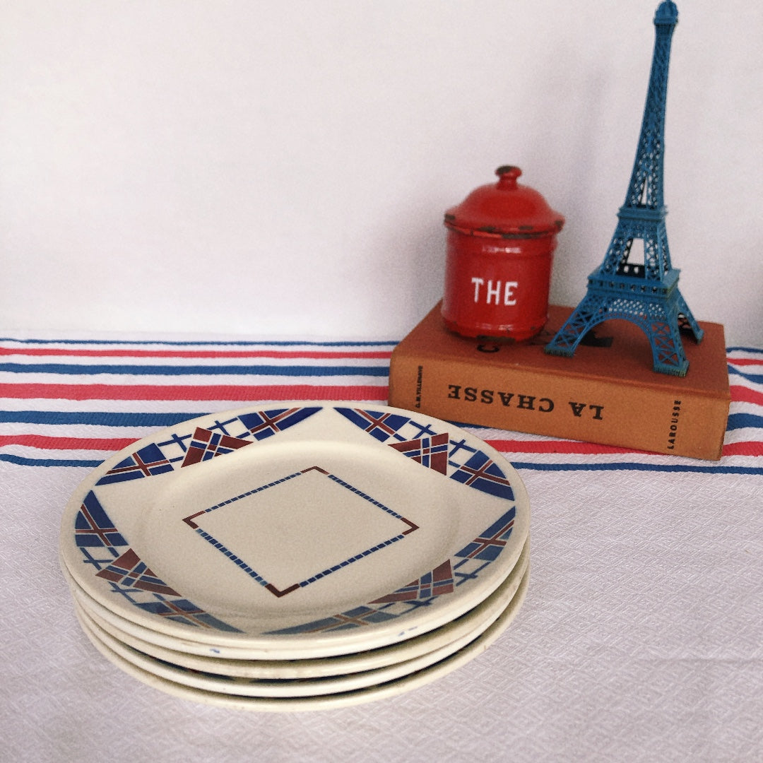 リュネヴィル LUNEVILLE " HOSSEGOR V.F.PARIS"シリーズ 幾何学模様プレート 平皿 Ⅾ フランスアンティーク食器　蚤の市　ブロカント