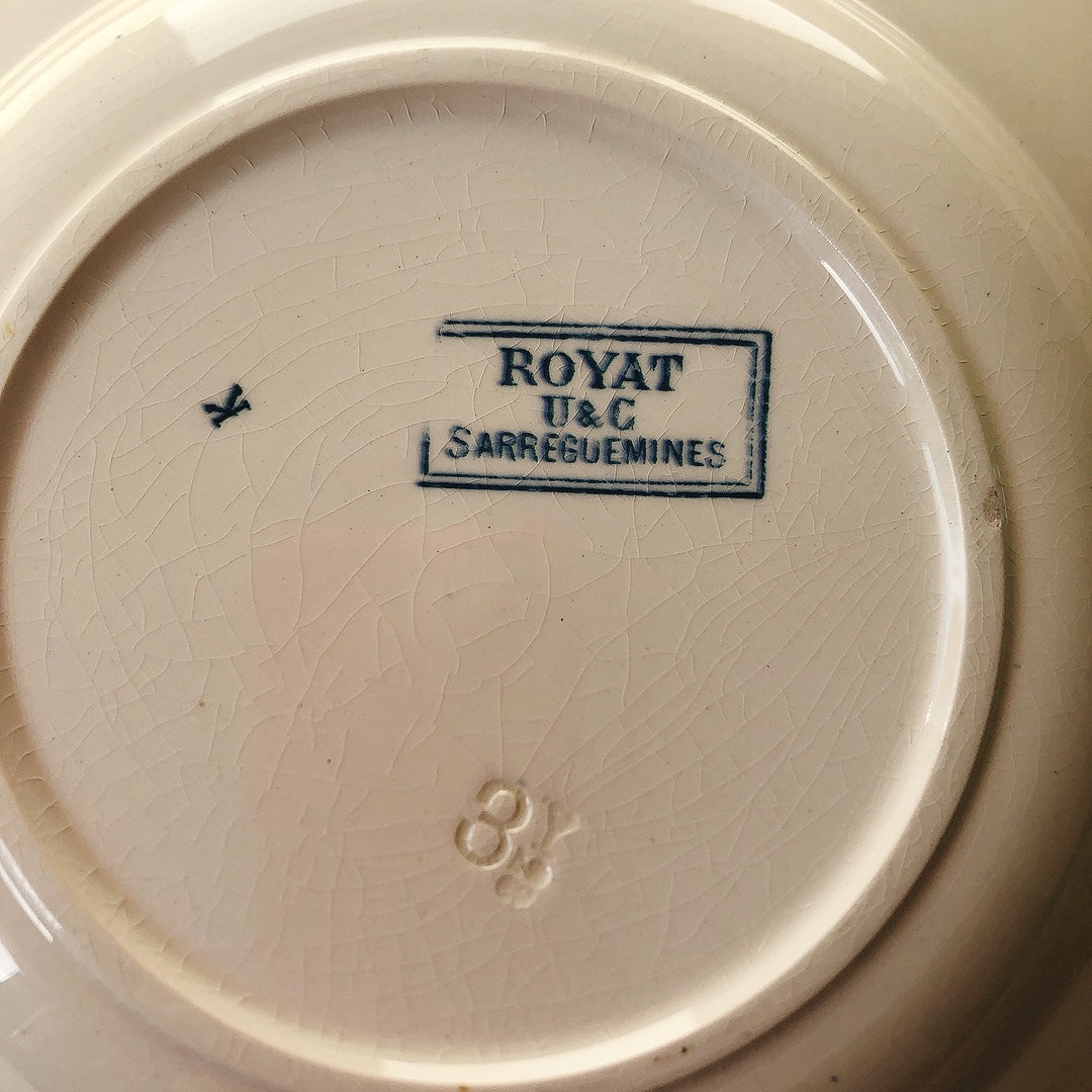 フランスアンティーク U＆Cサルグミンヌ 深皿 ”ROYAT” ロワイヤ C フランスアンティーク食器　ブロカント　蚤の市