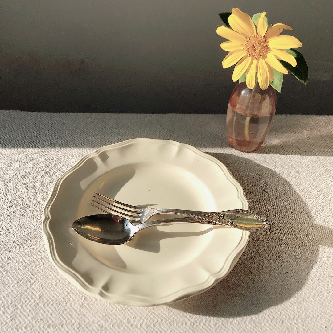 フランス ディゴワン＆サルグミンヌ 花リム ディナープレート 平皿 25㎝ a フランスアンティーク食器 ブロカント・蚤の市
