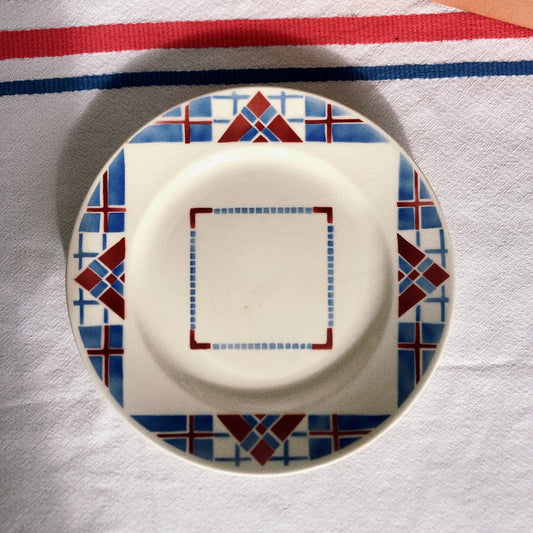 リュネヴィル LUNEVILLE " HOSSEGOR V.F.PARIS"シリーズ 幾何学模様プレート 平皿 Ⅾ フランスアンティーク食器 蚤の市 ブロカント