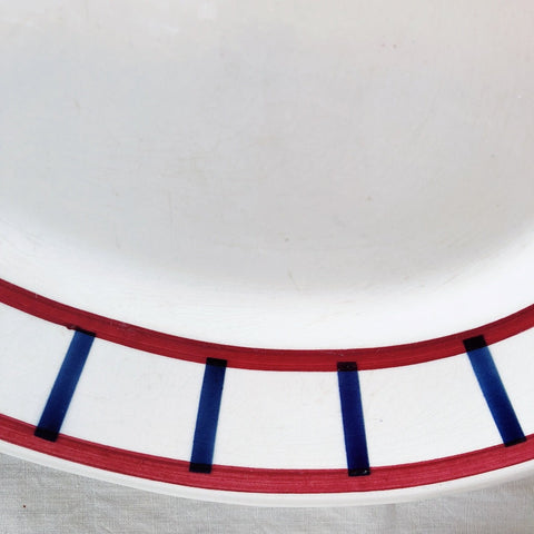 クレイユモントロー HBCM Béarn バスク柄 オーバル皿 楕円形大皿「ボルドー・ダークブルー」フランスアンティーク・食器・皿・プレート ブロカント