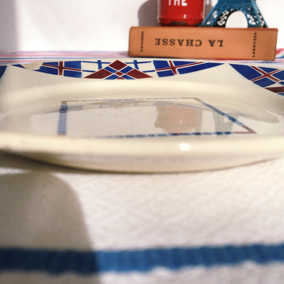 リュネヴィル LUNEVILLE " HOSSEGOR V.F.PARIS"シリーズ 幾何学模様プレート 平皿 E フランスアンティーク食器　蚤の市　ブロカント