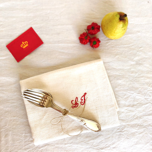 フランスアンティーク シルバープレートカトラリースプーン&フォーク 4点セット B フランスアンティーク食器 ブロカント 蚤の市