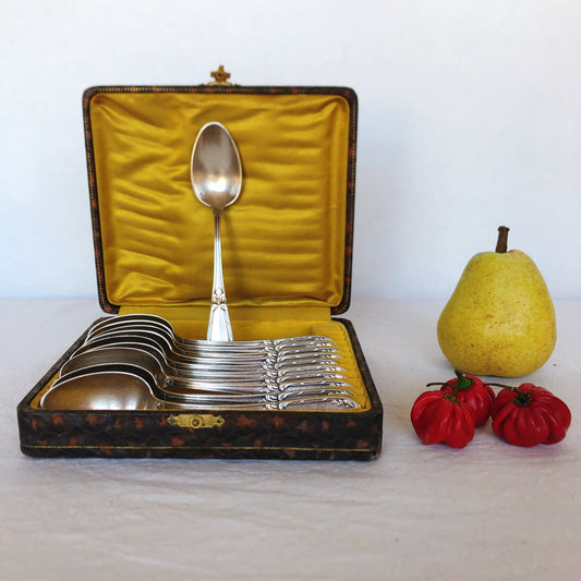 フランスアンティーク シルバープレートカトラリースプーン 11点セット BOX付 フランスアンティーク食器 ブロカント 蚤の市