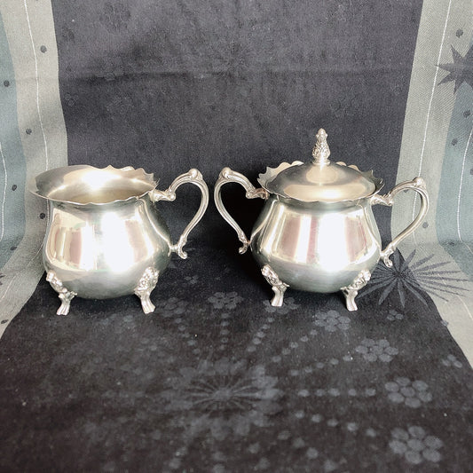 アンティーク LEONARD社製 シルバープレート シュガーポット&クリーマー 猫足 アンティーク・蚤の市・ブロカント