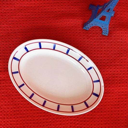 ムーランデルー Moulin des Loups バスク柄 オーバルプレート B フランスアンティーク食器 ブロカント 蚤の市