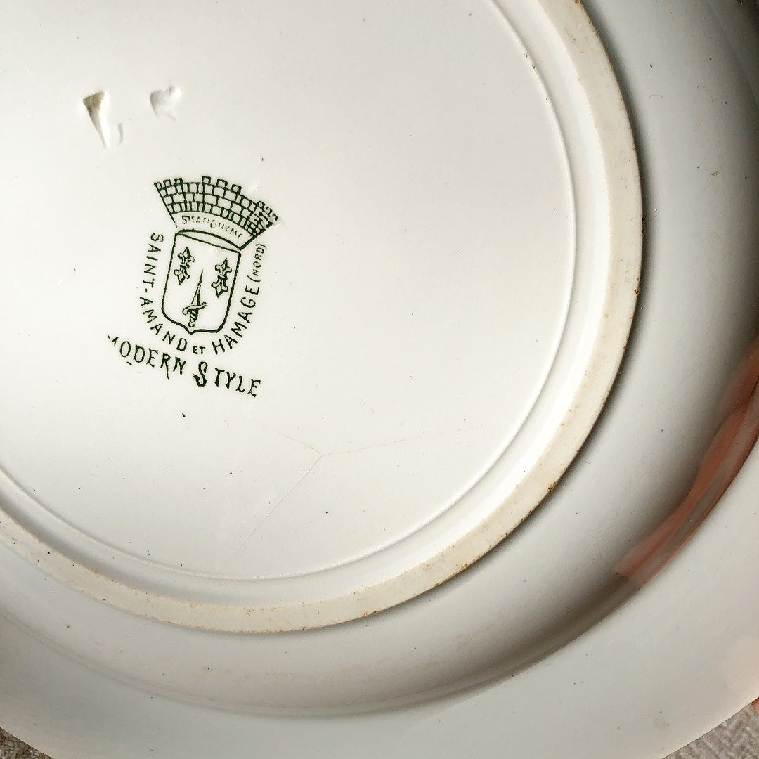 フランスアンティーク・サンタマン アマ―ジュのスーププレート 深皿 22.5㎝  G フランスアンティーク食器　ブロカント　蚤の市