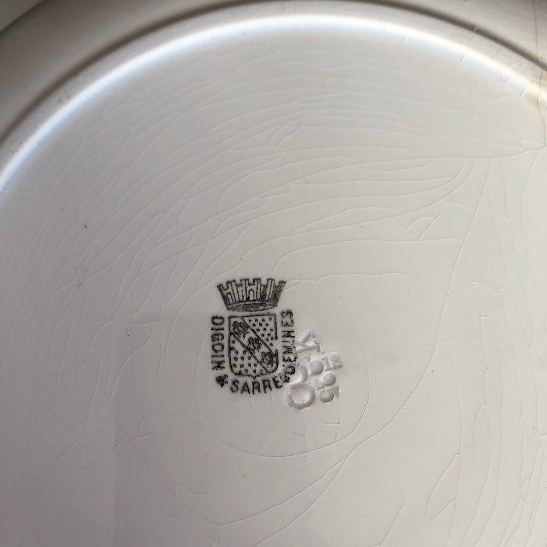 フランス アンティーク Digoin&sarreguemines ディゴワンサルグミンヌ 白い大きな深皿 29.5cm フランスアンティーク食器　ブロカント　蚤の市