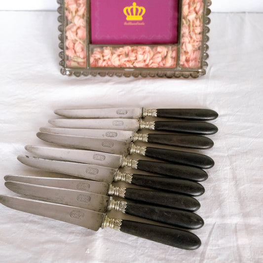 フランスアンティークカトラリー黒檀ハンドルナイフ フランスアンティーク食器 ブロカント 蚤の市