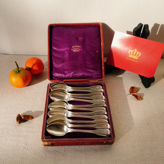 フランスアンティーク シルバープレートカトラリースプーン 12本セット BOX付 フランスアンティーク食器 ブロカント 蚤の市