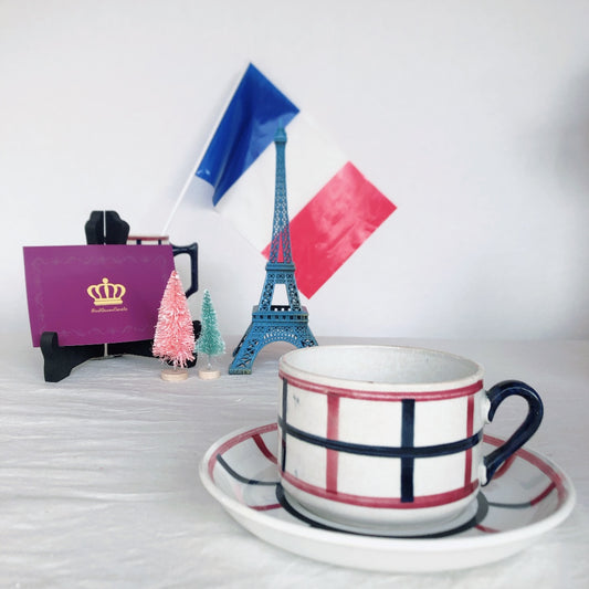 サンタマン バスク柄のカップ&ソーサー B フランスアンティーク食器 ブロカント 蚤の市