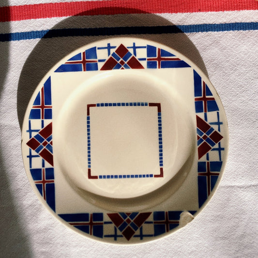 リュネヴィル LUNEVILLE " HOSSEGOR V.F.PARIS"シリーズ 幾何学模様プレート 平皿 E フランスアンティーク食器 蚤の市 ブロカント