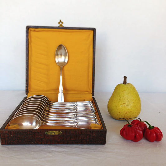 フランスアンティーク シルバープレートスプーン 12点セット BOX付 フランスアンティーク食器 ブロカント 蚤の市