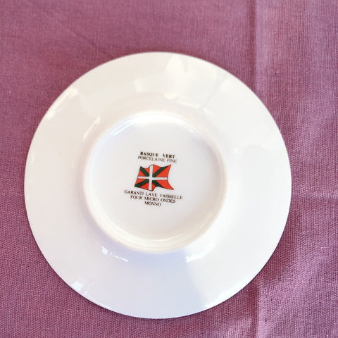 フランスアンティーク バスク柄 カップ＆ソーサー「レッドｘグリーン」E アンティーク食器・皿・プレート ブロカント