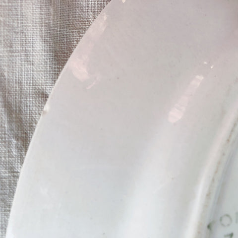 クレイユエモントロー HBCM Béarn  ラヴィエ オーバル皿 バスク柄 B「ボルドーｘダークブルー」フランスアンティーク食器 ブロカント 蚤の市