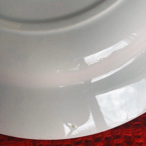 フランスアンティーク HBCM Béarn クレイユモントロー バスク柄 スーププレート /深皿「レッドｘブルー」C フランスアンティーク食器 ブロカント 蚤の市