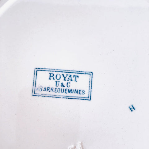 フランスアンティーク UCサルグミンヌ ディナープレート 平皿 ”ROYAT” ロワイヤ C フランスアンティーク食器 ブロカント 蚤の市