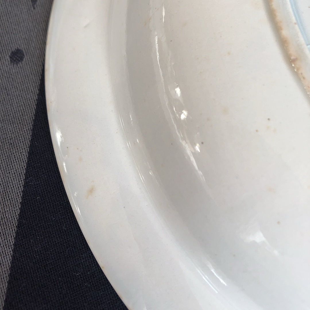 フランスアンティーク ヴィエイヤーボルドー 白い大きな深皿 サラダボウル フランスブロカント・蚤の市　フランスアンティーク食器