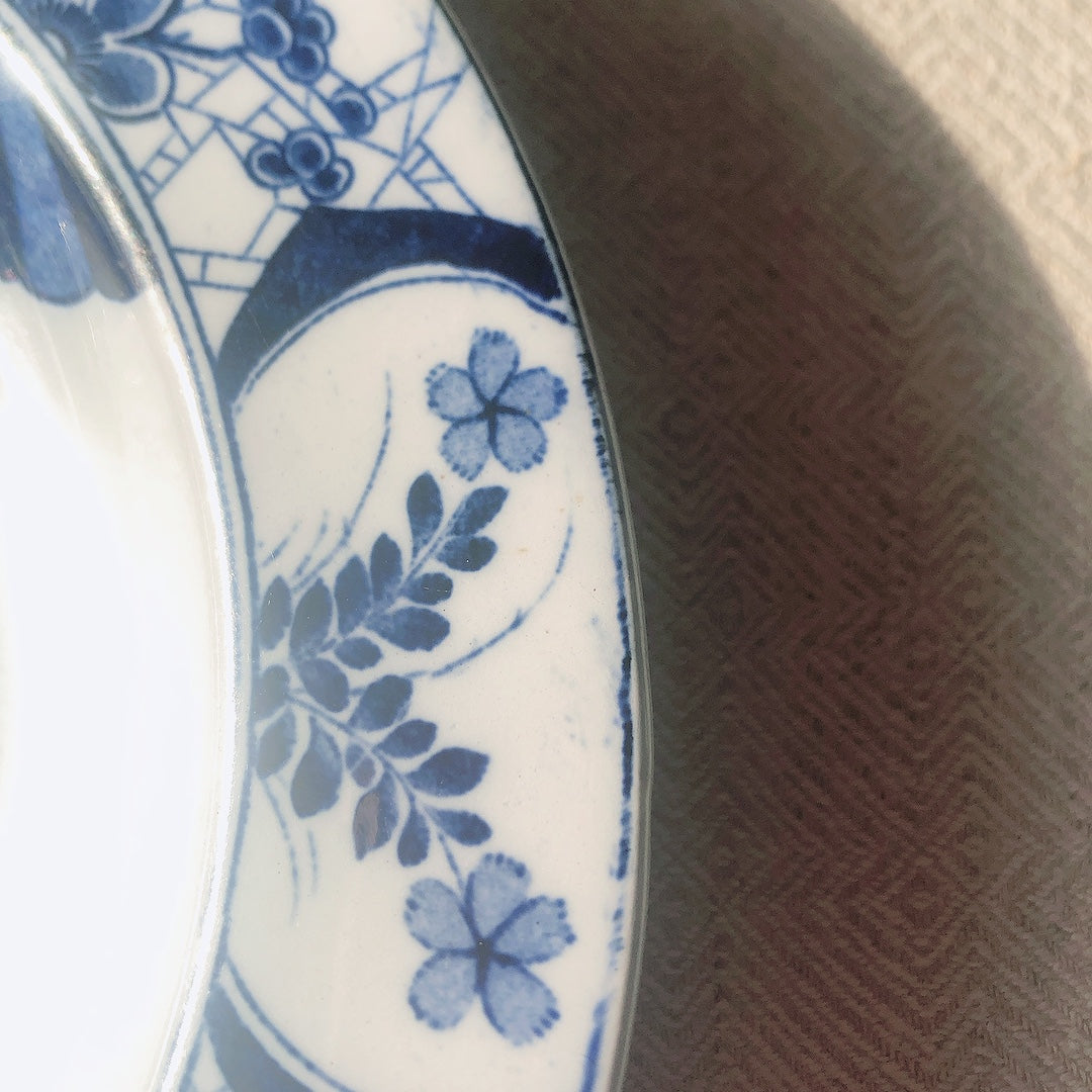 フランスアンティークプレート クレイユモントロー 深皿『ジャポン』ブルー アンティーク食器　フランスブロカント・蚤の市
