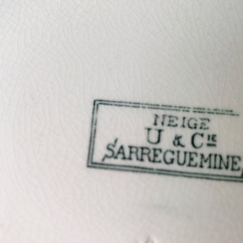 フランスアンティーク U＆C sarreguemines サルグミンヌ 平皿 ”NEIGE”小鳥 D ランスアンティーク食器　ブロカント　蚤の市