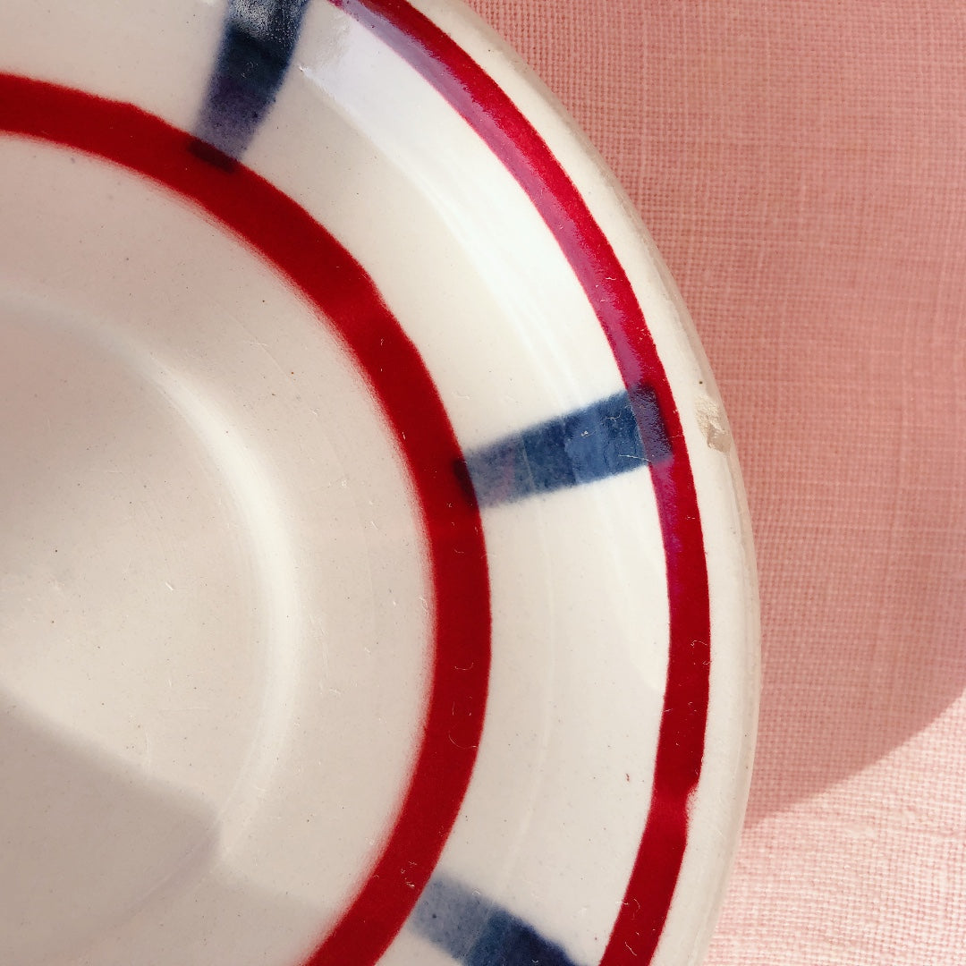 バドンヴィレー バスク柄 カップ＆ソーサー「ボルドー・ダークブルー」F フランスアンティーク・食器・皿・プレート ブロカント