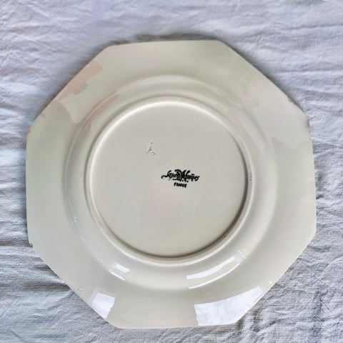 サルグミンヌ オクトゴナル ファイアンスフィーヌ フランスアンティークプレート 皿 フランスアンティーク食器　ブロカント　蚤の市