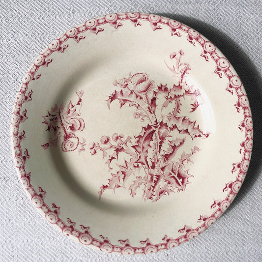 フランスアンティークプレート GIEN ジアン あざみ柄 アンティーク食器・皿 ブロカント 蚤の市