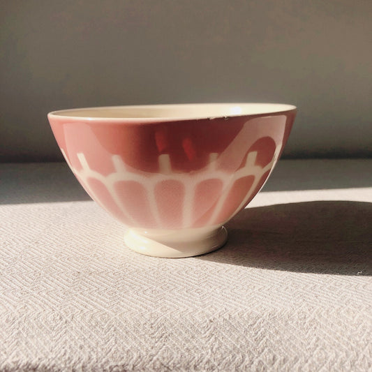 フランス アンティークカフェオレボウル 大人気うろこ柄 ピンク ヴィンテージ食器 ブロカント 蚤の市