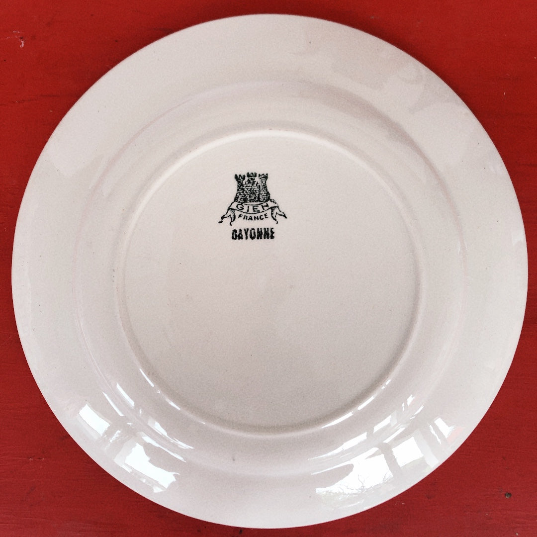 ご予約バスク柄食器セット ジアン Gien 『BAYONNE』ディナープレート バスク柄 レッド✕ブルー A フランスアンティーク・食器・皿