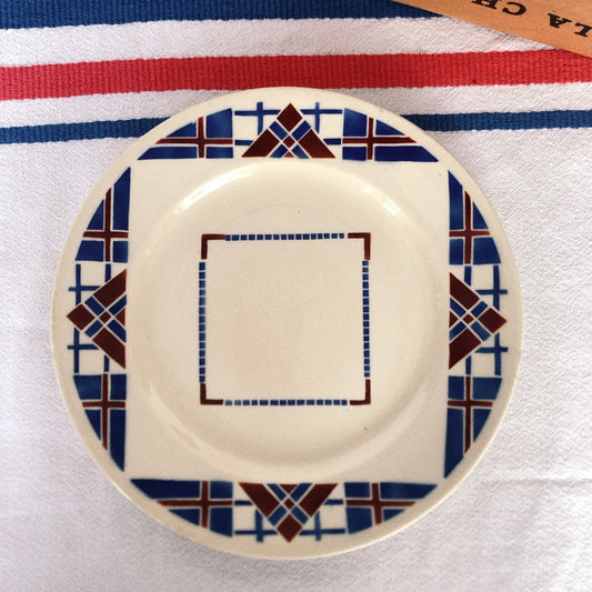 リュネヴィル LUNEVILLE " HOSSEGOR V.F.PARIS"シリーズ 幾何学模様プレート 平皿 C フランスアンティーク食器 蚤の市 ブロカント