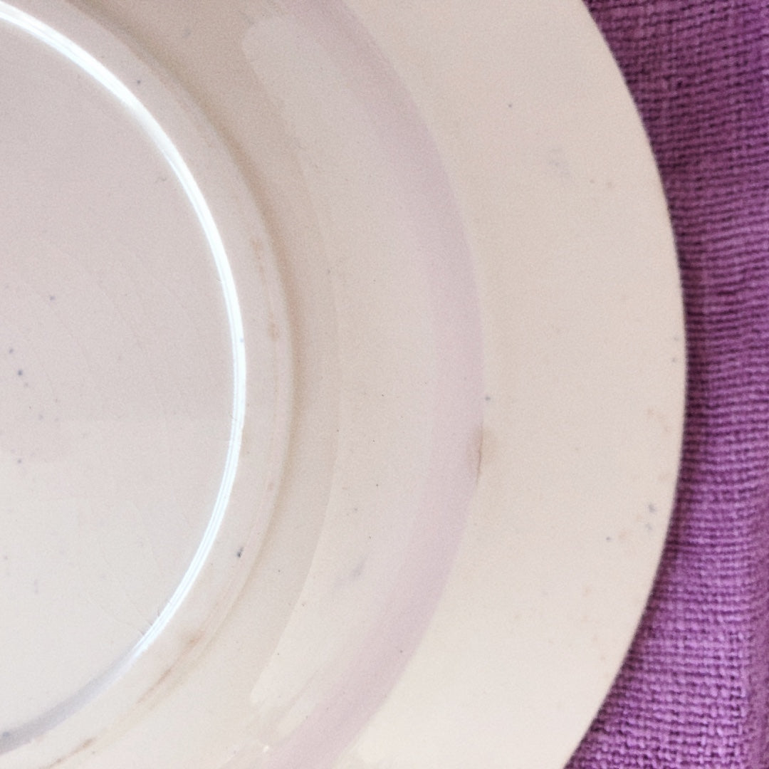 ご予約★フランスアンティーク サルグミンヌ ファボリ『FAVORI』ブルー スーププレート B ファイアンスフィーヌ フランスアンティーク食器 フランス蚤の市・ブロカント