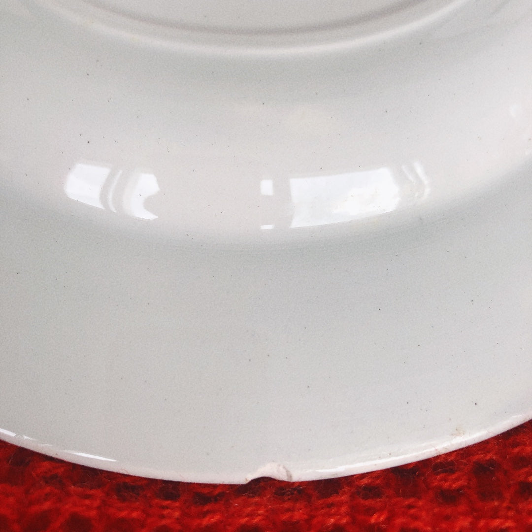 フランスアンティーク HBCM Béarn クレイユモントロー バスク柄 スーププレート /深皿「レッドｘブルー」G フランスアンティーク食器　ブロカント　蚤の市