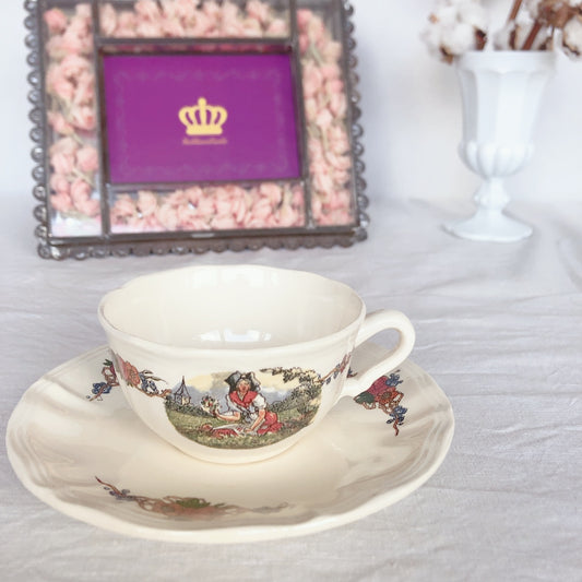 サルグミンヌ sarreguemines ‘’オベルネ‘’ コーヒーカップ&ソーサー B フランスアンティーク食器 フランス蚤の市・ブロカント