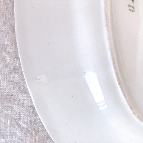 クレイユエモントロー HBCM Béarn  ラヴィエ オーバル皿 バスク柄「ボルドーｘダークブルー」フランスアンティーク食器 ブロカント 蚤の市