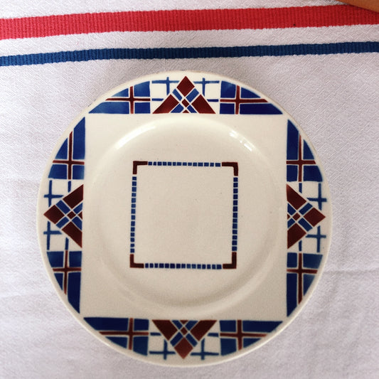 リュネヴィル LUNEVILLE " HOSSEGOR V.F.PARIS"シリーズ 幾何学模様プレート 平皿 B フランスアンティーク食器 蚤の市 ブロカント