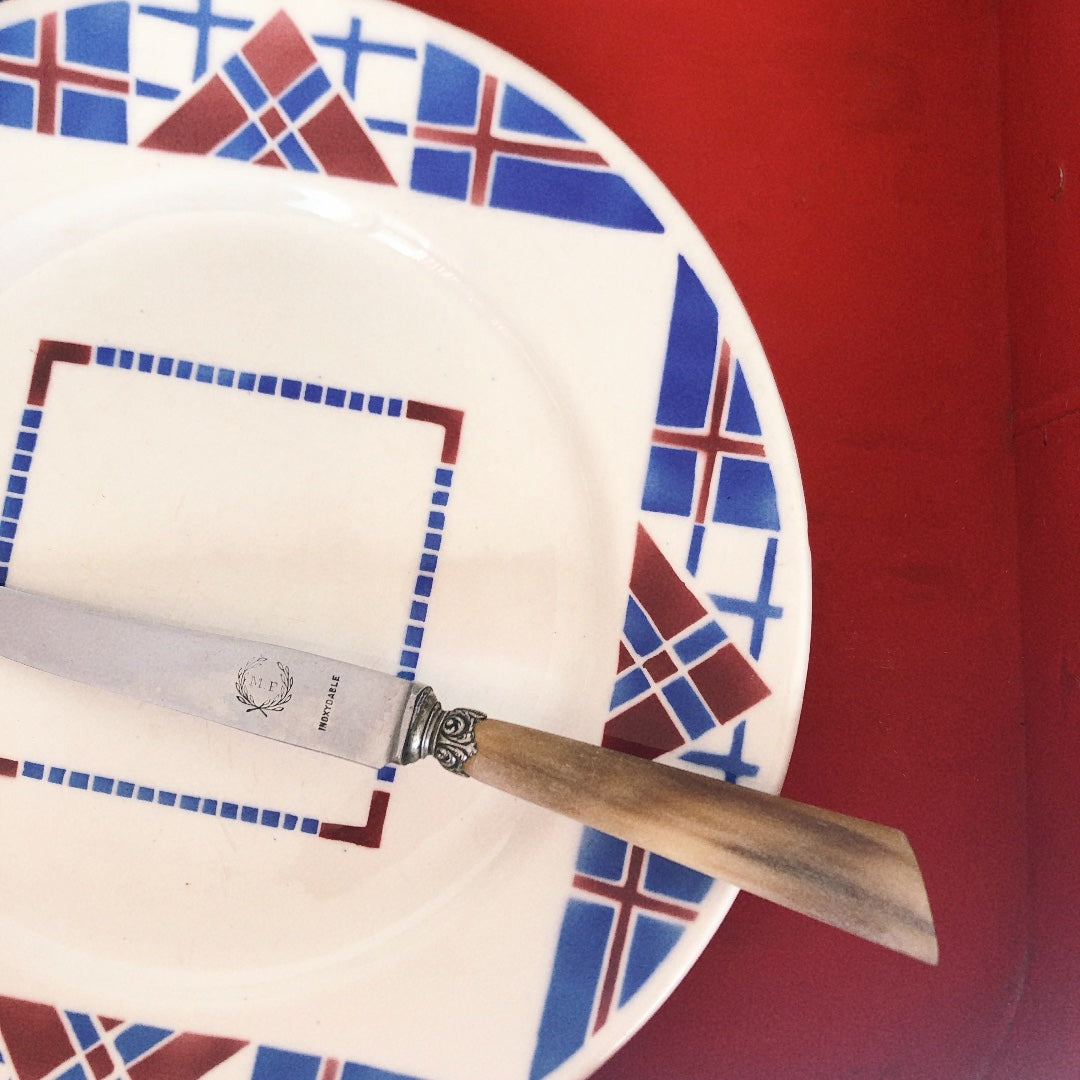 リュネヴィル LUNEVILLE " HOSSEGOR V.F.PARIS"シリーズ 幾何学模様プレート 平皿 A フランスアンティーク食器　蚤の市　ブロカント