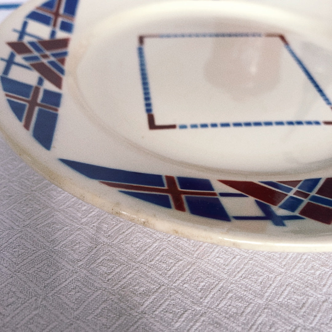 リュネヴィル LUNEVILLE " HOSSEGOR V.F.PARIS"シリーズ 幾何学模様プレート 平皿 Ｃ フランスアンティーク食器　蚤の市　ブロカント