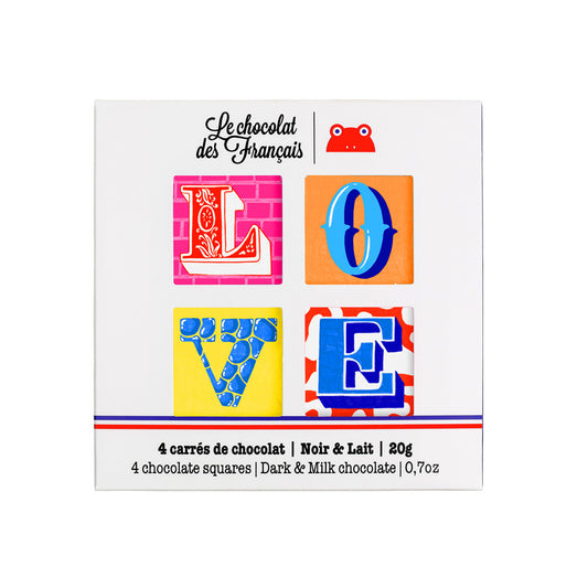 『簡易発送』ル・ショコラ・デ・フランセ Le chocolat des français のミニチョコレート アソート 4枚入り« Love » フランスチョコレート