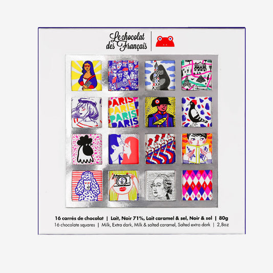 ル・ショコラ・デ・フランセ Le chocolat des francais のミニチョコレート アソート 16枚入り« Paris » フランスチョコレート 取り寄せ 個人向け通販
