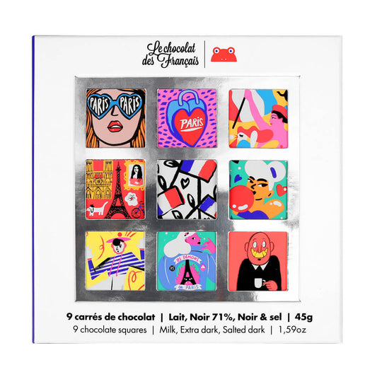 ル・ショコラ・デ・フランセ Le chocolat des francais のミニチョコレートアソート 9枚入り« Parisian »パリジャン フランスチョコレート フランス土産 プレゼント